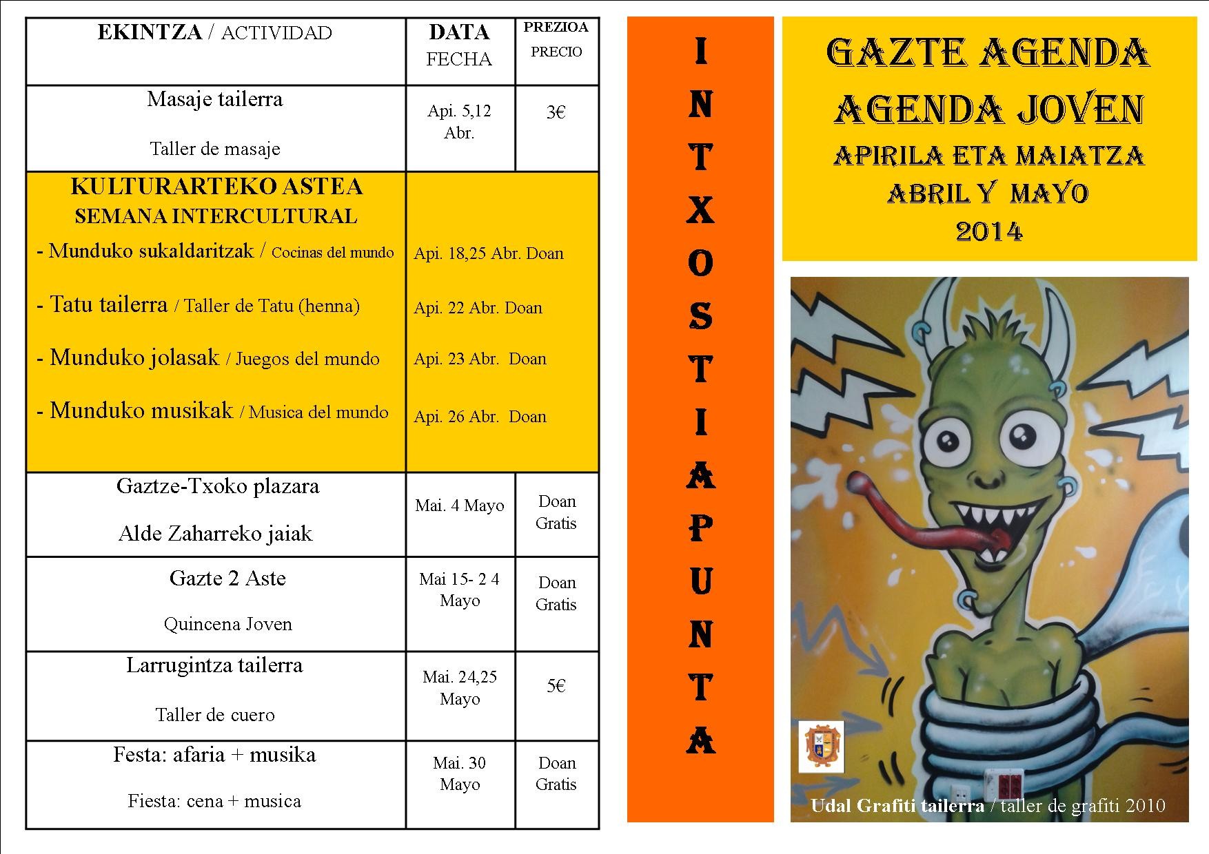 Hemen daukazue gazte agenda, apirila - maiatza, an
