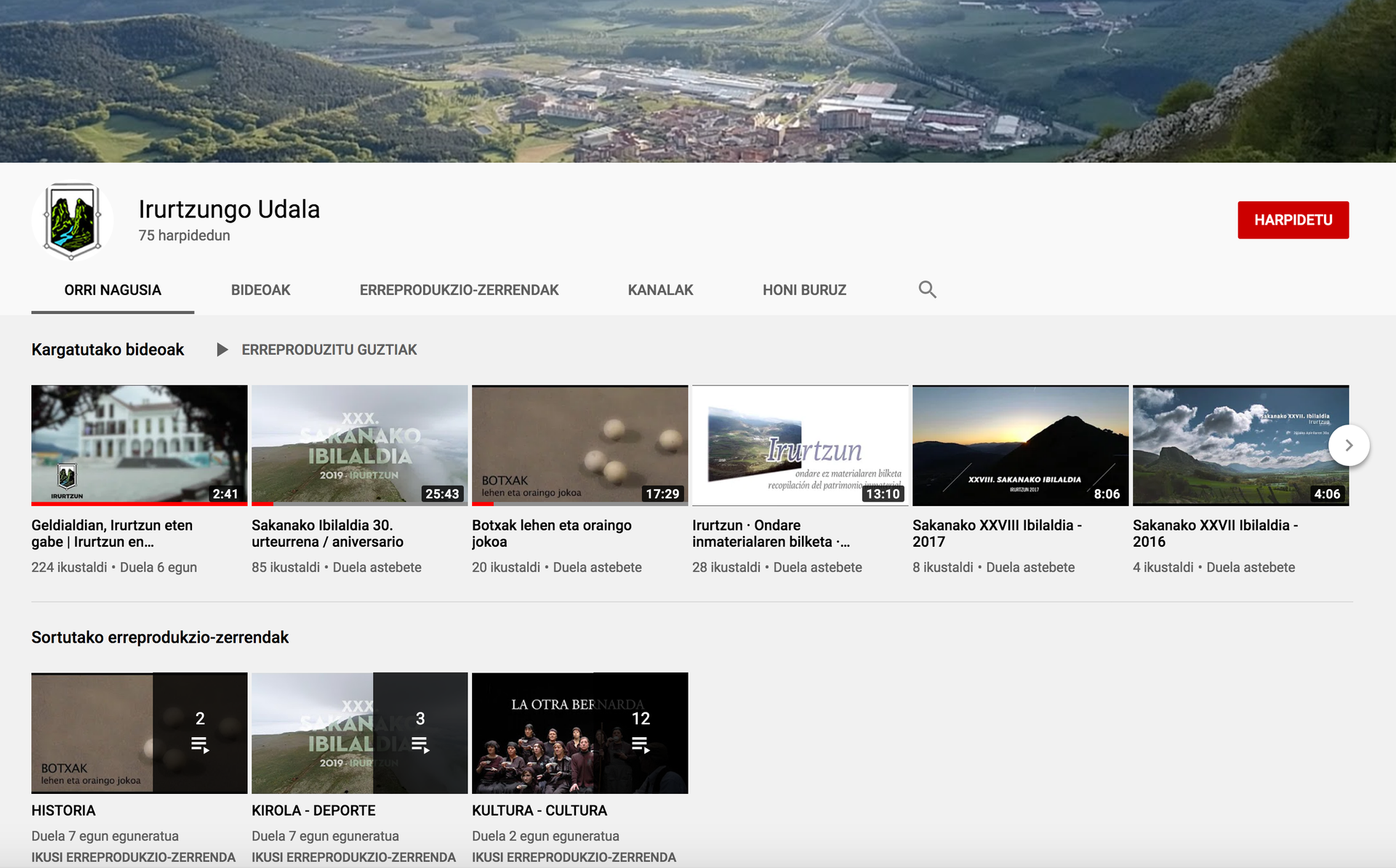 Udalak Youtube kanala sortu du