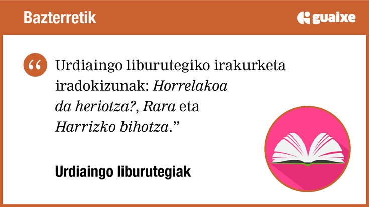 Urdiaingo liburutegiko irakurketa iradokizunak