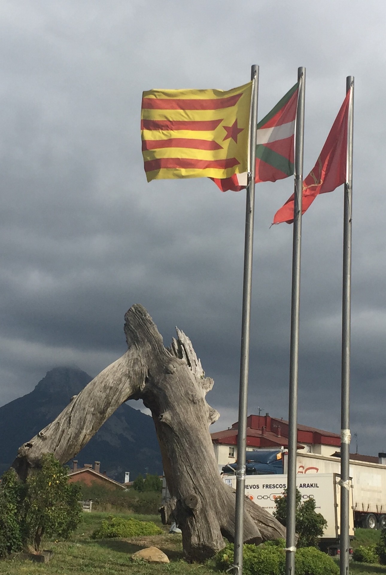 Estelada jarri dute, herrialde katalanei babesa emateko