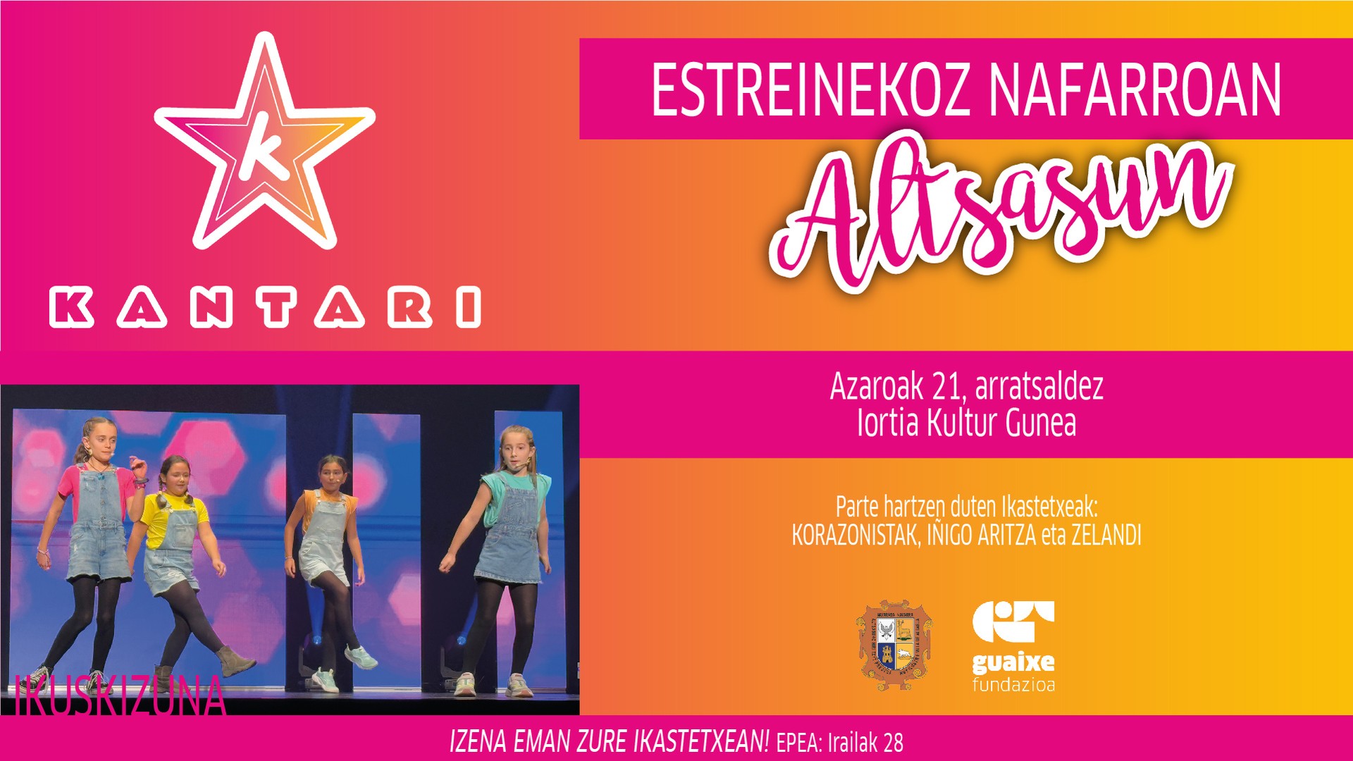 Zabalik dago 'Kantari' ikuskizunean izena ematea