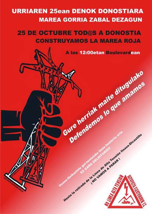 Donostiarako deia egin dute, goi tentsioko linearen kontra