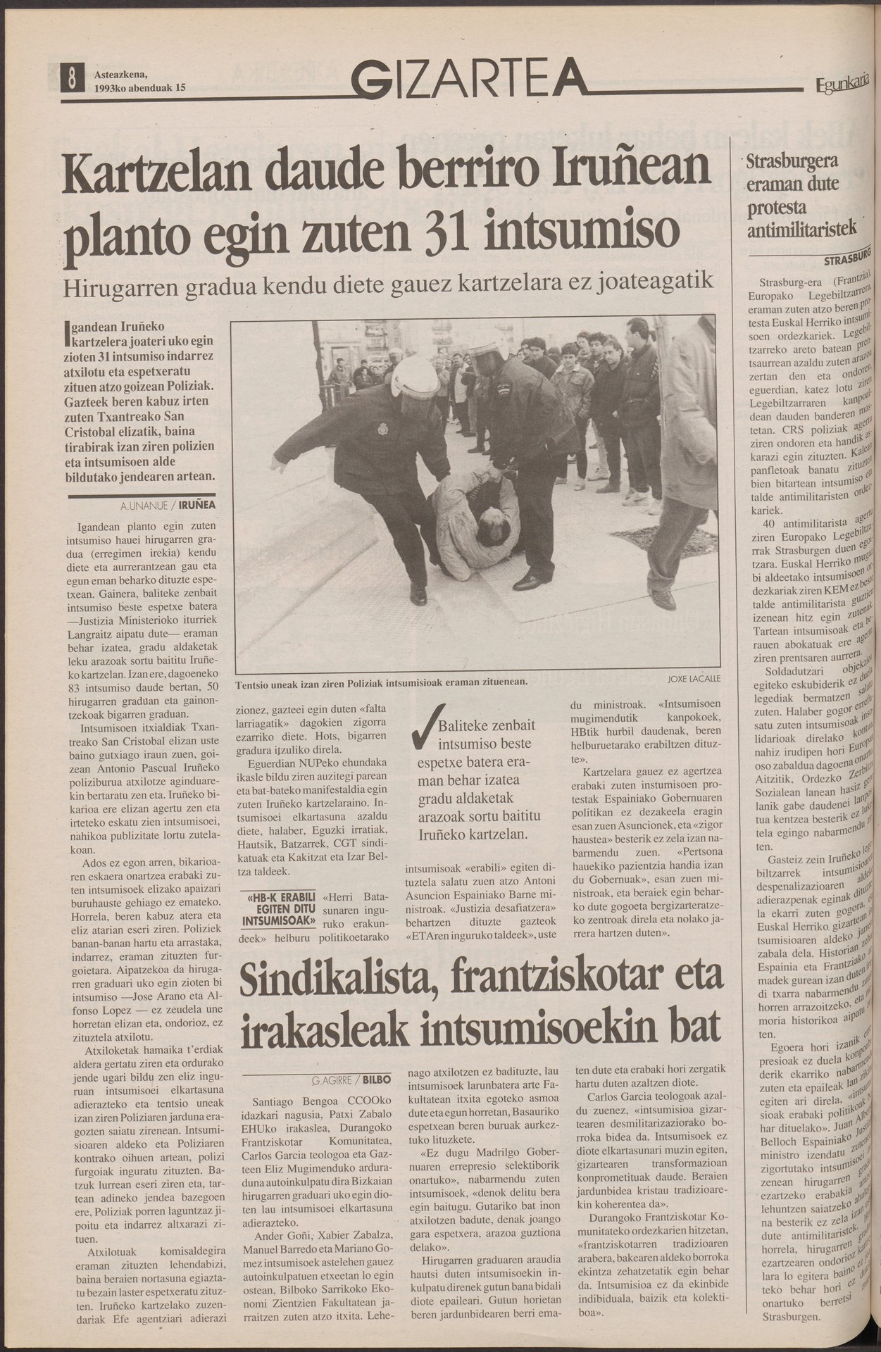 Gobernuaren Dokumentazio Zentroetan daude kontzientzia eragozpen mugimenduen funtsak