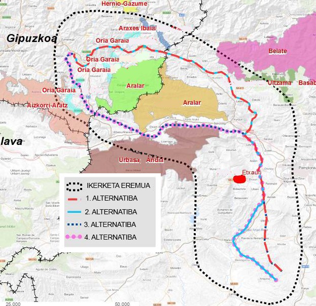 Goi tentsioko argindar linea egitasmoa baztertzea eskatu dute