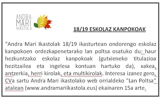 LAN POLTSA - ESKOLAZ KANPOKOAK 18/19