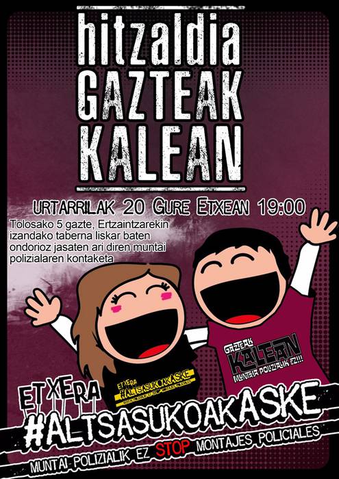 Gazteak kalean, polizia muntaiarik ez