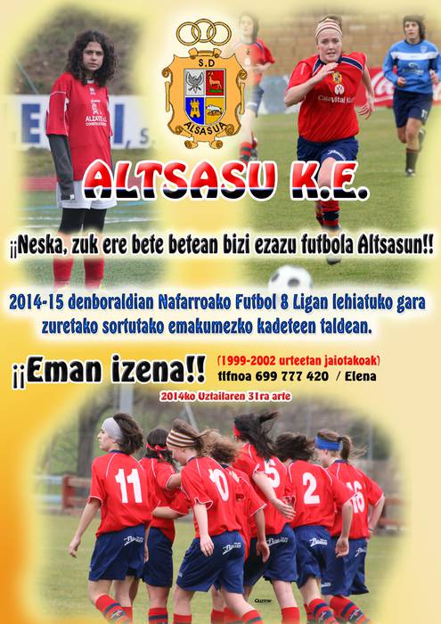 Nesken futbol taldea sortu nahi dute Altsasun