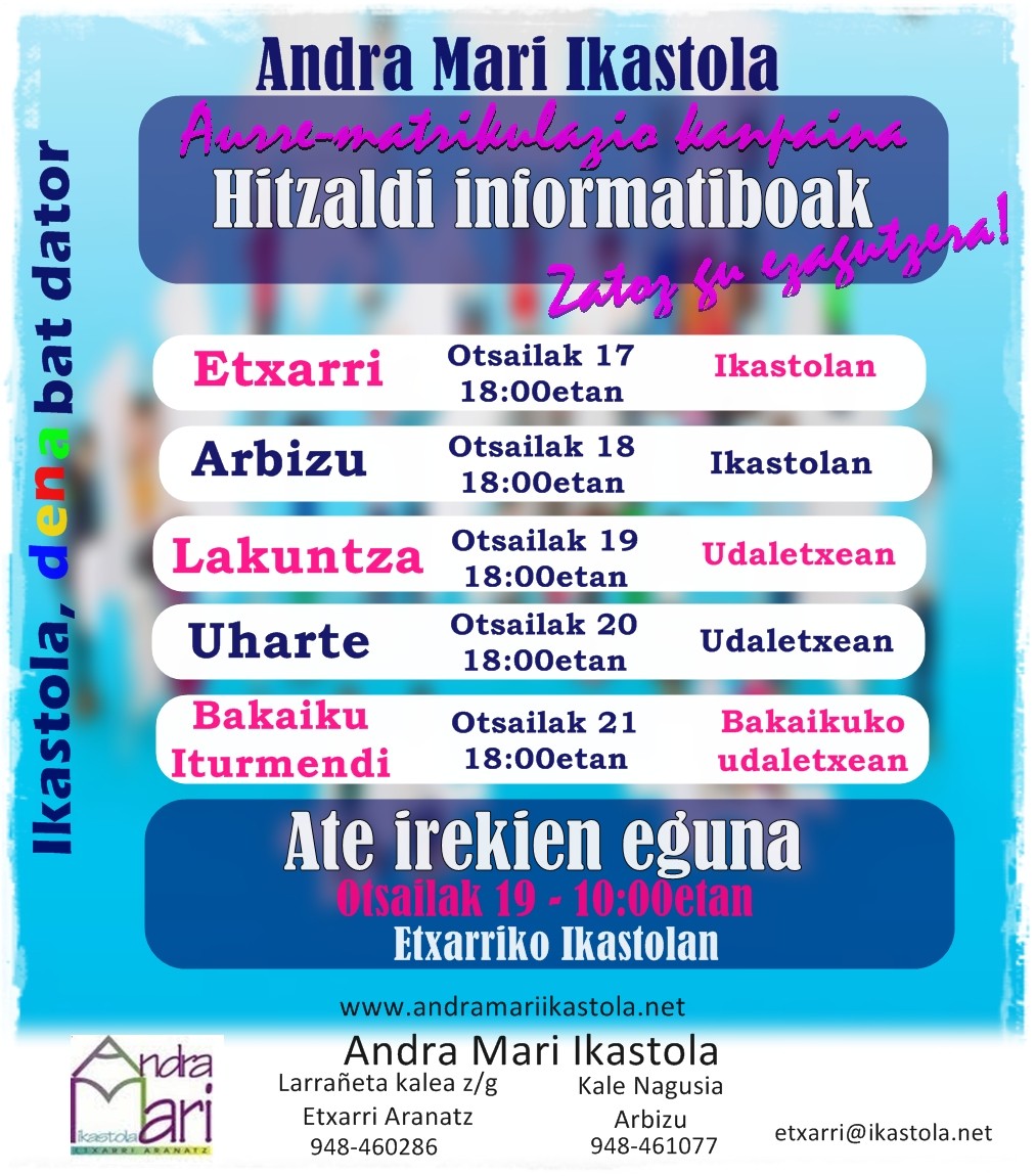 HITZALDI INFORMATIBOAK ETA ATE IREKIEN EGUNA ANDRA MARI IKASTOLAN 
