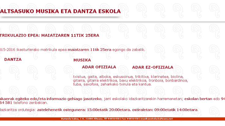 Altsasuko Udal Musika eta Dantza Eskola.
2015-201