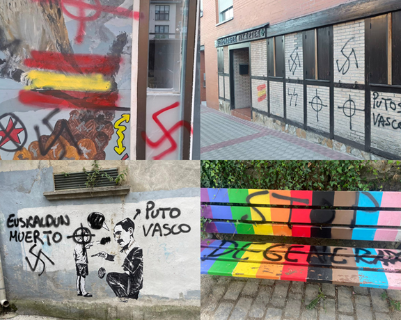 Pintada eta mehatxu faxistak salatu dituzte