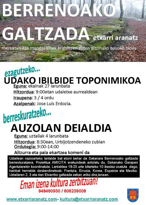 Berrenoako galtzada, toponimia ibilbidea