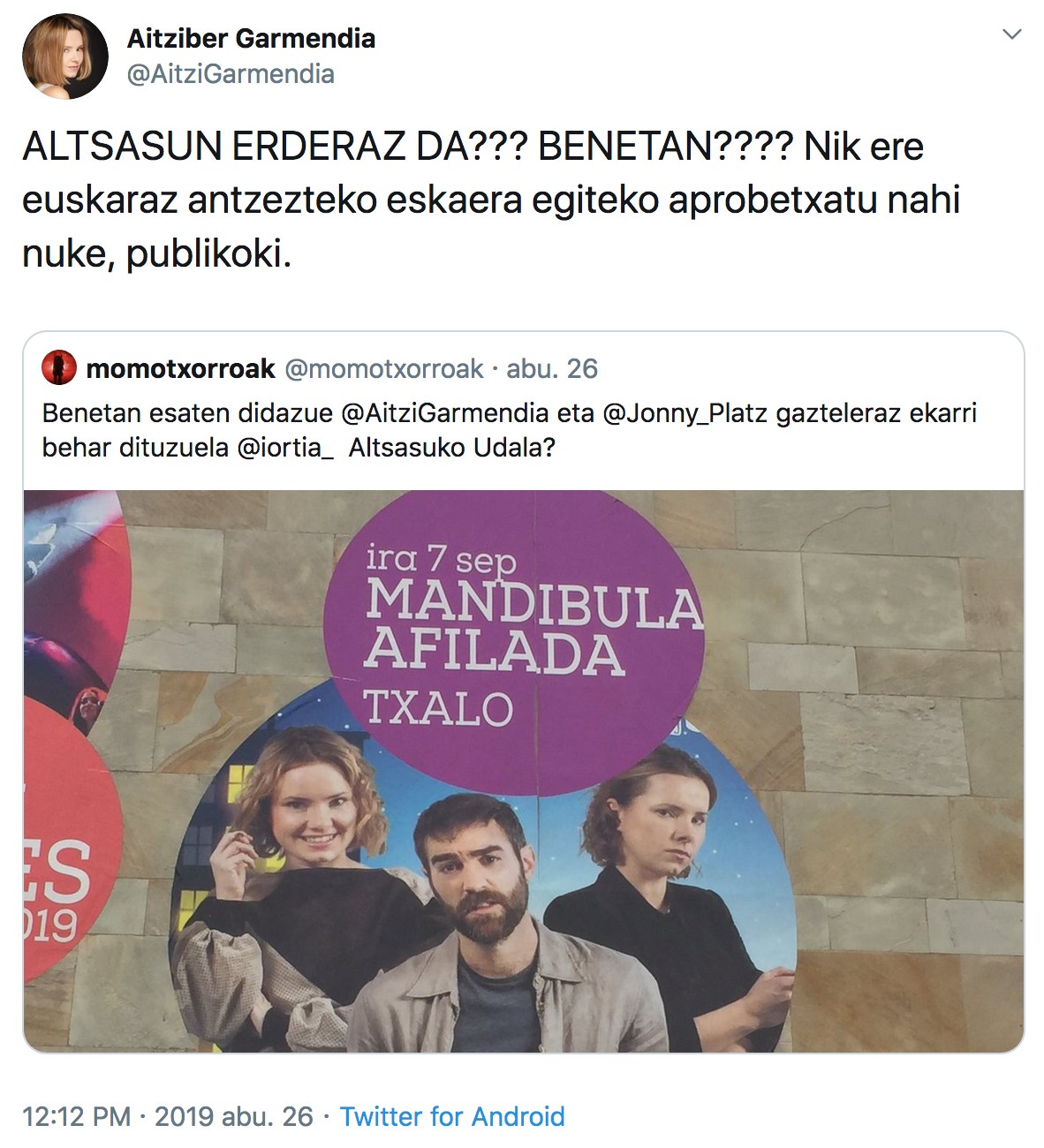 Altsasun erderaz da? Benetan?