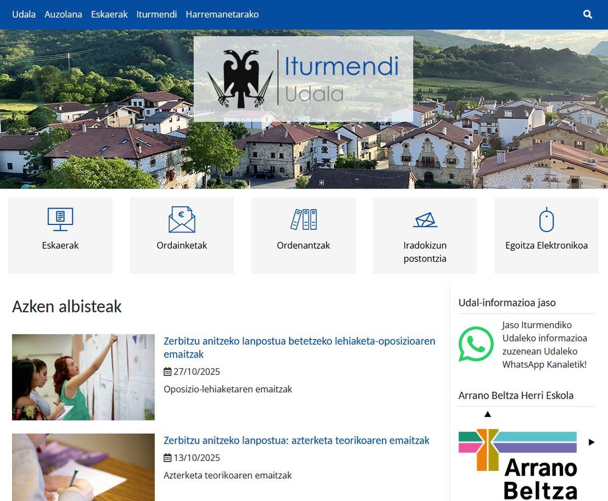 Iturmendiko Udalak webgunea berritu du