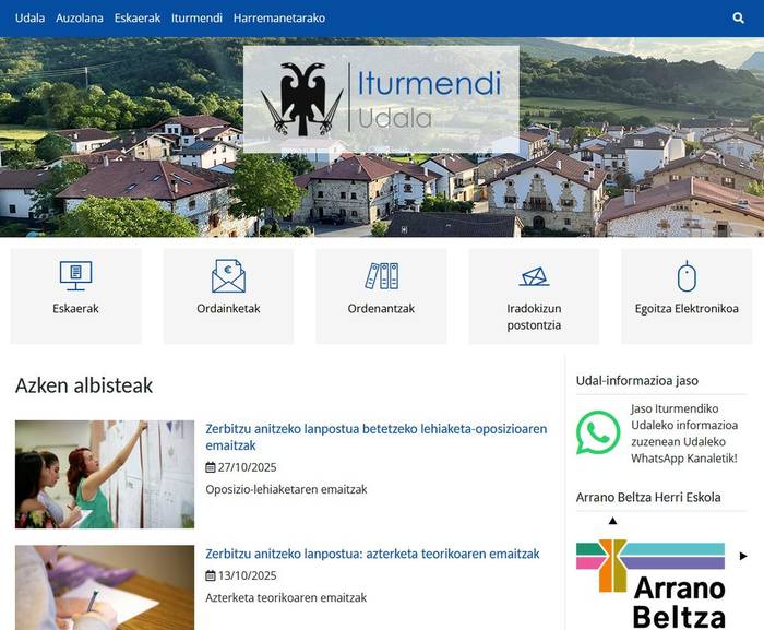 Iturmendiko Udalak webgunea berritu du