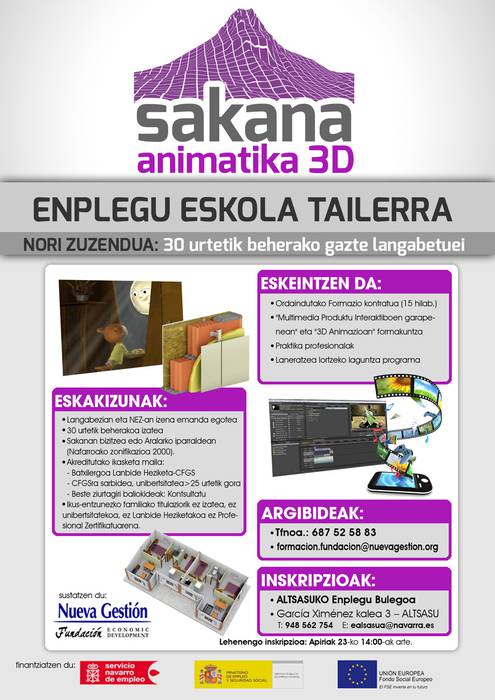 3D animazio enplegu tailerrean izena emateko azken egunak