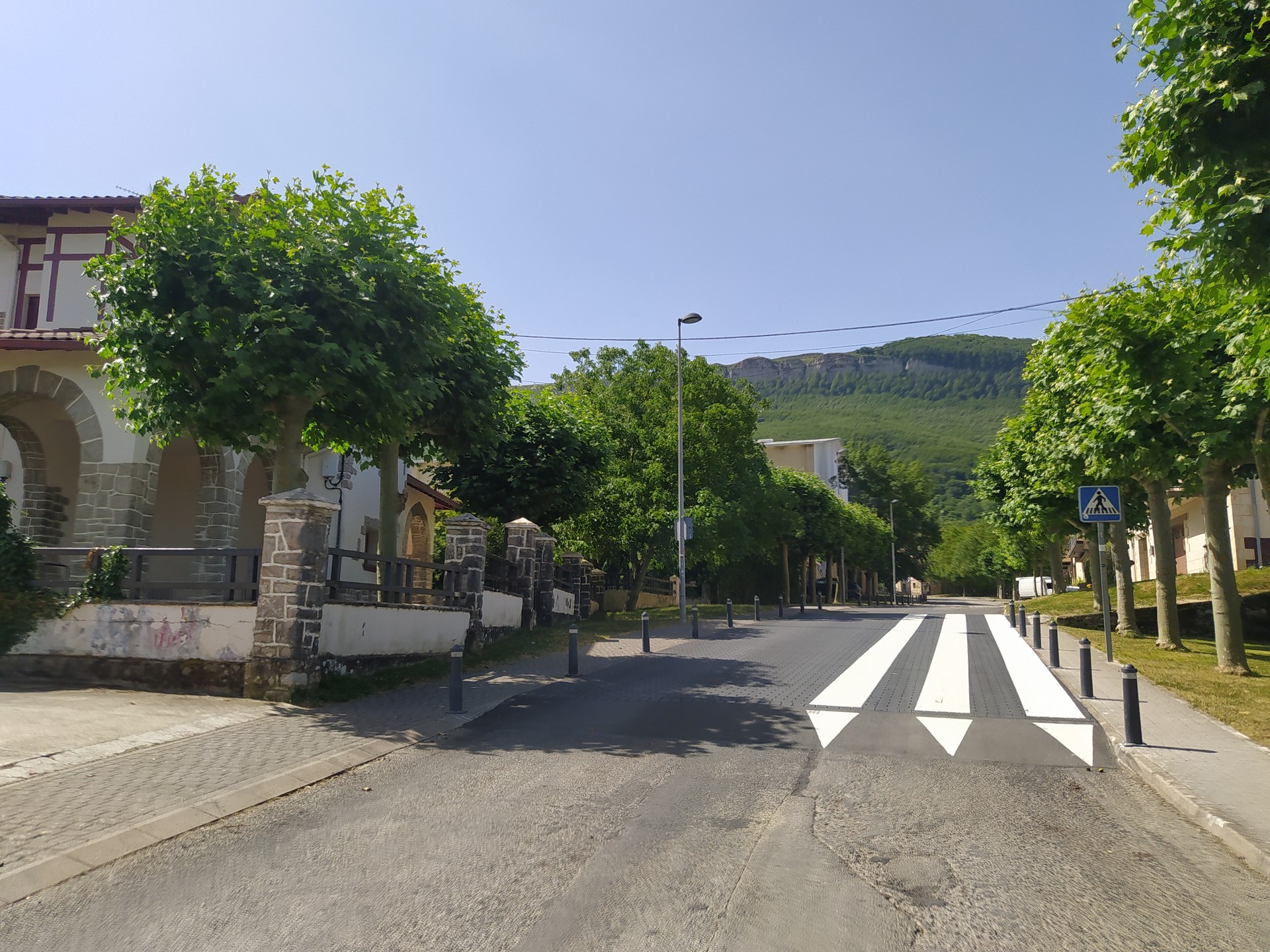 Zebrabide goratua eskolaren parean