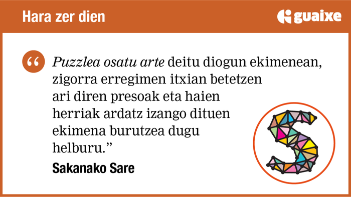 Konponbide eta elkarbizitzaren bidean, euskal presoak etxera! Puzzlea osatu arte!