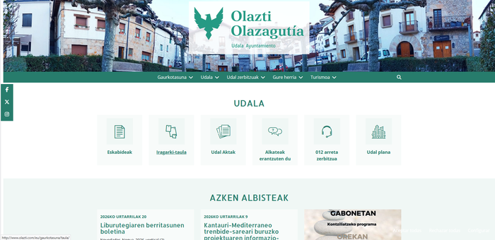 Olatzagutiko Udalak webgunearen itxura berritu du